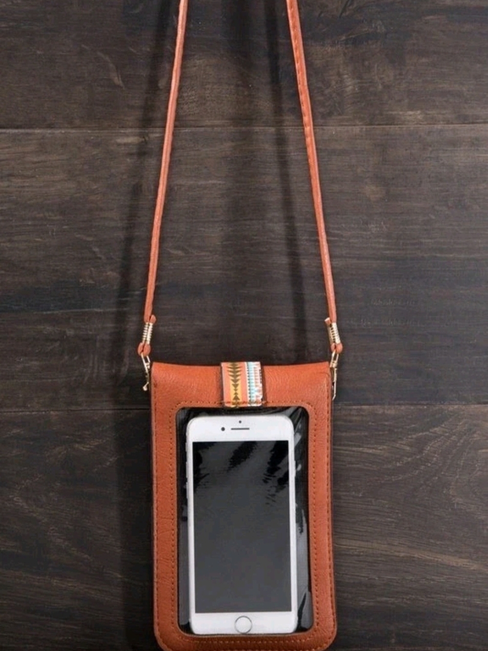 Bohemian Aztec Cellphone Crossbody Bag Purse Laser Cut Out Tassel Multicolor NEW - Picture 4 of 5